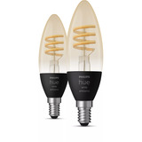 Philips Hue White Ambiance Filament E14 Kerzenform Doppelpack 350, LED-Lampe ersetzt 30 Watt