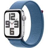 Apple Watch SE (2023), Smartwatch silber/blau, 44 mm, Sport Loop, Aluminium