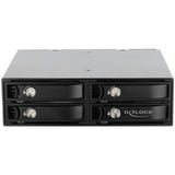 DeLOCK 5.25″ Wechselrahmen für 4 x 2.5″ U.2 NVMe SSD, Einbaurahmen schwarz, mit abschließbaren Trays