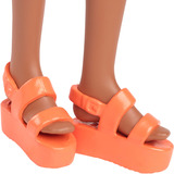 Mattel Barbie Fashionista Puppe im pink-orangenen Karokleid 