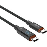 Ansmann USB 2.0 Kabel, USB-C Stecker > USB-C Stecker anthrazit, 1,2 Meter, PD 3.1,  Laden mit bis zu 140 Watt, gesleevt, integriertes LED Display