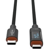 Ansmann USB 2.0 Kabel, USB-C Stecker > USB-C Stecker anthrazit, 1,2 Meter, PD 3.1,  Laden mit bis zu 140 Watt, gesleevt, integriertes LED Display