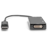 Digitus 3in1 Adapter/Konverter DisplayPort > DisplayPort + HDMI + DVI + VGA schwarz, 20cm 