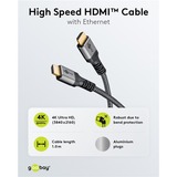 goobay Plus High-Speed-HDMI-Kabel mit Ethernet, 4K @ 60Hz grau, 3 Meter