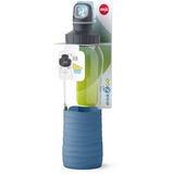 Emsa Drink2Go GLAS Trinkflasche 0,7 Liter transparent/blau, Schraubverschluss