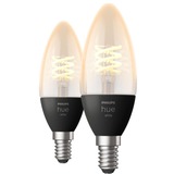 Philips HUE White E14, LED-Lampe Doppelpack, ersetzt 28 Watt, Filament