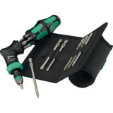 Wera Kraftform Kompakt Pistol RA-R 2, Bit-Satz schwarz/grün, 13-teilig, 1/4", mit Ratschenfunktion und Rapidaptor Schnellwechselfutter