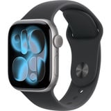 Apple Watch Series 11, Smartwatch grau, Aluminium, 42 mm, Sportarmband schwarz M/L, Cellular
