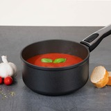 Cerafit Plasma Stielkasserolle Ø 18cm, Topf schwarz, mit abnehmbarem Griff, Design-Glasdeckel