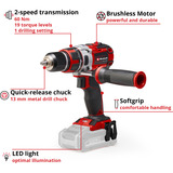EINHELL Professional Akku-Bohrschrauber TP-CD 18 Li Brushless - Solo, 18Volt rot/schwarz, ohne Akku und Ladegerät
