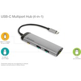 Verbatim USB 3.2 Gen 1 Multiport-Hub, USB-C Stecker > 2x USB-A + USB-C Buchse + HDMI-Buchse, USB-Hub silber/schwarz, PD, Laden mit bis zu 100 Watt