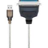 goobay USB 2.0 Adapterkabel, USB-A Stecker > Centronics Stecker transparent, 1,5 Meter, Parallel-Druckerkabel