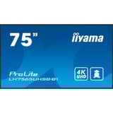 iiyama ProLite LH7565UHSB-B1, Public Display schwarz, UltraHD/4K, IPS, WiFi, Fernbedienung