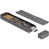DeLOCK Externes Gehäuse M.2 NVMe PCle SSD, SATA SSD, Laufwerksgehäuse grau, mit USB Typ A-Stecker