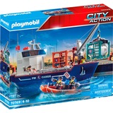 PLAYMOBIL 70769 Großes Containerschiff mit Zollboot, Konstruktionsspielzeug