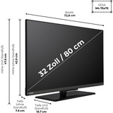 Toshiba  32LV3F63DA, LED-Fernseher 80 cm (32 Zoll), schwarz, FullHD, VIDAA-Betriebssytem