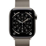 Apple Watch Series 11, Smartwatch Titan Natur, Titangehäuse, 42 mm, Milanaise Armband natur S/M, Cellular