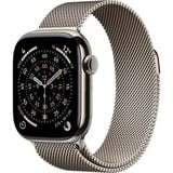 Apple Watch Series 11, Smartwatch Titan Natur, Titangehäuse, 42 mm, Milanaise Armband natur S/M, Cellular