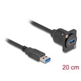 DeLOCK D-Typ USB 3.2 Gen 1 Kabel, USB-A Stecker > USB-A Buchse schwarz, 20cm
