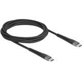 DeLOCK USB 2.0 Kabel, USB-C Stecker > USB-C Stecker mit verlängertem Knickschutz schwarz, 2 Meter, PD 3.0, Laden mit bis zu 60 Watt