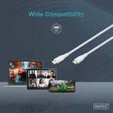 Digitus USB 2.0 Silikon-Anschlusskabel USB-C > USB-C weiß, 1 Meter, PD, Laden mit bis zu 60 Watt