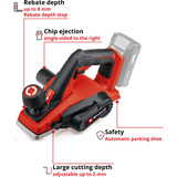 EINHELL Power X-Change Akku-Hobel TE-PL 18/82 Li-Solo, 18Volt, Elektrohobel rot/schwarz, ohne Akku und Ladegerät