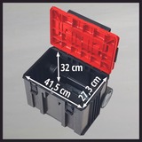 EINHELL Systemkoffer E-Case L, Werkzeugkiste schwarz/dunkelrot, mit Räder