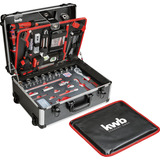 KWB Werkzeugkoffer Grundausstattung, 175-teilig, Werkzeug-Set schwarz/aluminium, Trolley-Aluminiumkoffer