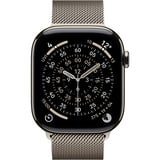 Apple Watch Series 11, Smartwatch Titan Natur, Titangehäuse, 46 mm, Milanaise Armband natur S/M, Cellular