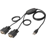 Digitus USB 2.0 Adapterkabel, USB-A Stecker > 2x Seriell RS232 Stecker schwarz, 1,5 Meter