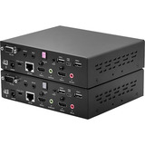 Lindy Dual Head HDMI, Cat.6, USB & RS232 Extender, KVM-Switch schwarz, 100m