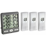TFA Funk-Thermo-Hygrometer KLIMA-MONITOR mit 3 Sendern, Thermometer schwarz, 3 Funk-Außenfühler, erweiterbar