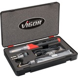 VIGOR Kunststoff-Reparatur-Satz, 134-teilig, Lötkolben schwarz, 50 Watt, 100 Klammern, 15 Schweißstäbe