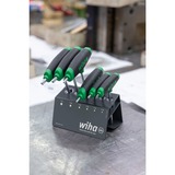 Wiha Stiftschlüssel-Set TORX, mit Quergriff ComfortGrip, Schraubendreher schwarz/rot, 6-teilig mit Seitenabtrieb, mit Werkbankständer