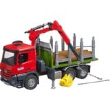 bruder 03669 Mercedes Benz Arocs Holztransport-LKW , Modellfahrzeug mit Ladekran, Greifer und 3 Baumstämmen