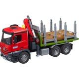 bruder 03669 Mercedes Benz Arocs Holztransport-LKW , Modellfahrzeug mit Ladekran, Greifer und 3 Baumstämmen