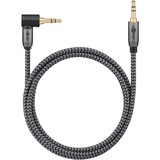 goobay Plus Audio Verbindungskabel AUX 3,5mm stereo, 90° schwarz/silber, 5 Meter, abgewinkelt