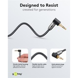 goobay Plus Audio Verbindungskabel AUX 3,5mm stereo, 90° schwarz/silber, 5 Meter, abgewinkelt