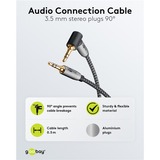 goobay Plus Audio Verbindungskabel AUX 3,5mm stereo, 90° schwarz/silber, 5 Meter, abgewinkelt