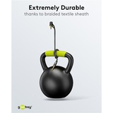 goobay Plus Audio Verbindungskabel AUX 3,5mm stereo, 90° schwarz/silber, 5 Meter, abgewinkelt