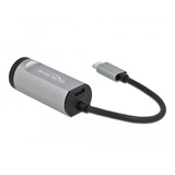 DeLOCK USB 3.2 Gen 1 Adapter, USB-C Stecker > RJ-45 Buchse + USB-C Buchse grau, 15,5cm, Gigabit LAN, PD, Laden mit bis zu 60 Watt