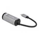 DeLOCK USB 3.2 Gen 1 Adapter, USB-C Stecker > RJ-45 Buchse + USB-C Buchse grau, 15,5cm, Gigabit LAN, PD, Laden mit bis zu 60 Watt