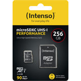 Intenso UHS-I Performance 256 GB microSDXC, Speicherkarte schwarz, UHS-I U1, Class 10