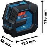 Bosch Professional Linienlaser GLL 20-22 G Professional blau/schwarz, Li-Ion-Akku 3,0Ah, grüne Laserlinien, inkl. Universalhalter LB 10, Koffer