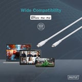 Digitus USB 2.0 Silikon-Kabel USB-C > Lightning, MFI zertifiziert weiß, 1 Meter, PD 2.0, Laden mit bis zu 60 Watt