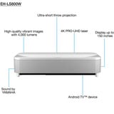 Epson EH-LS800W Ultrakurzdistanz, Laser-Beamer weiß, 4K PRO-UHD, Android TV, 4000 Lumen