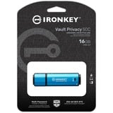 Kingston IronKey Vault Privacy 50 16 GB, USB-Stick hellblau/schwarz, USB-C 3.2 Gen 1