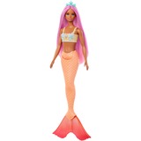 Mattel Barbie Meerjungfrau mit pinkem Haar, orangefarbener Schwanzflosse und Haarband, Puppe orange