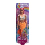 Mattel Barbie Meerjungfrau mit pinkem Haar, orangefarbener Schwanzflosse und Haarband, Puppe orange