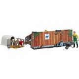 bruder 62611 bworld Kuh- und Kälberstall mit Landwirt, Kulisse mehrfarbig